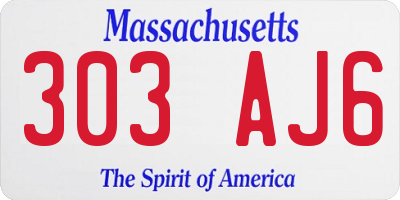 MA license plate 303AJ6