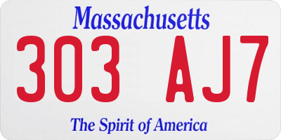 MA license plate 303AJ7
