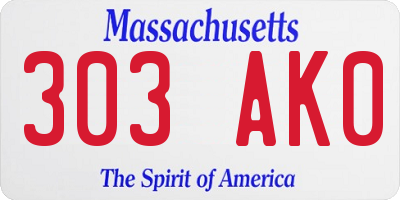 MA license plate 303AK0