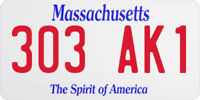 MA license plate 303AK1