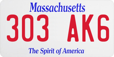 MA license plate 303AK6