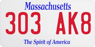 MA license plate 303AK8