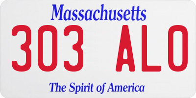 MA license plate 303AL0