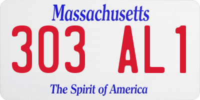 MA license plate 303AL1