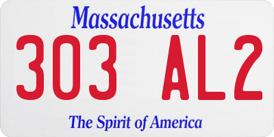 MA license plate 303AL2