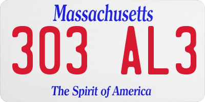 MA license plate 303AL3