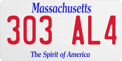 MA license plate 303AL4