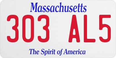 MA license plate 303AL5