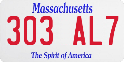 MA license plate 303AL7