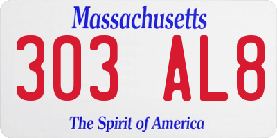 MA license plate 303AL8