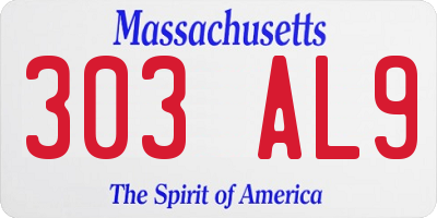MA license plate 303AL9