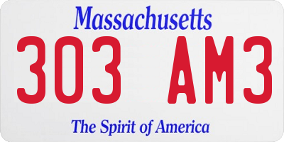 MA license plate 303AM3