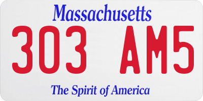 MA license plate 303AM5