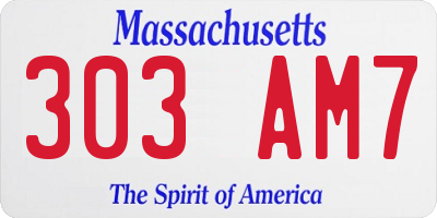 MA license plate 303AM7
