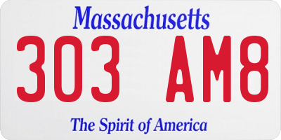 MA license plate 303AM8
