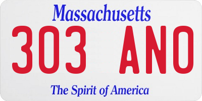 MA license plate 303AN0