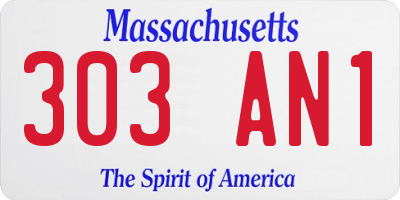 MA license plate 303AN1