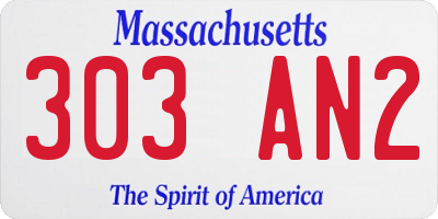 MA license plate 303AN2