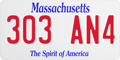 MA license plate 303AN4