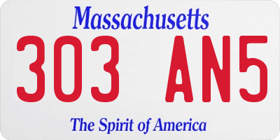 MA license plate 303AN5