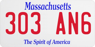 MA license plate 303AN6