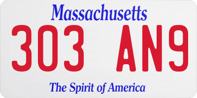 MA license plate 303AN9