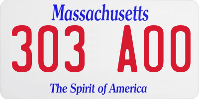 MA license plate 303AO0