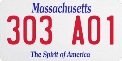MA license plate 303AO1