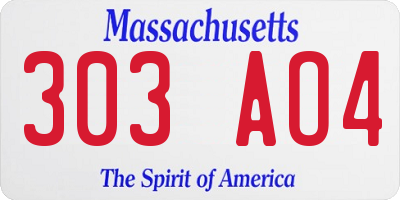 MA license plate 303AO4