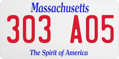 MA license plate 303AO5