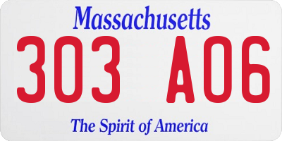 MA license plate 303AO6
