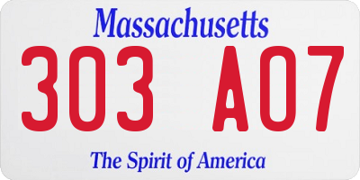 MA license plate 303AO7