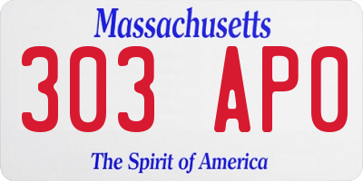 MA license plate 303AP0