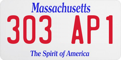 MA license plate 303AP1