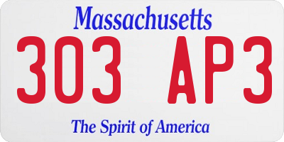 MA license plate 303AP3
