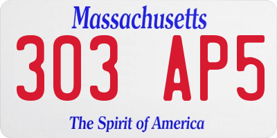 MA license plate 303AP5