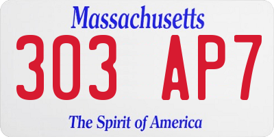MA license plate 303AP7
