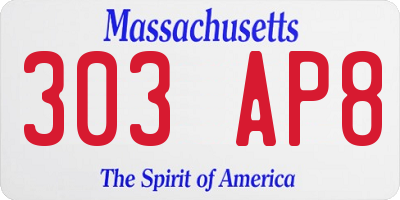 MA license plate 303AP8