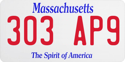 MA license plate 303AP9