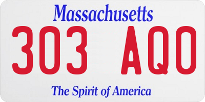 MA license plate 303AQ0