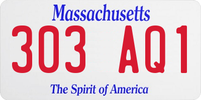 MA license plate 303AQ1
