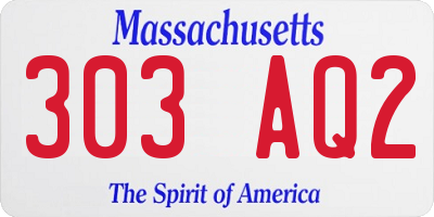 MA license plate 303AQ2