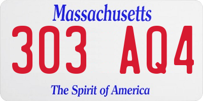 MA license plate 303AQ4