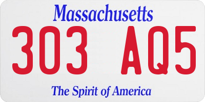 MA license plate 303AQ5