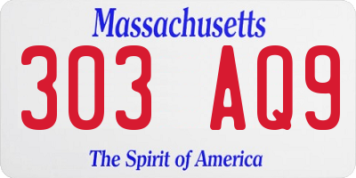 MA license plate 303AQ9