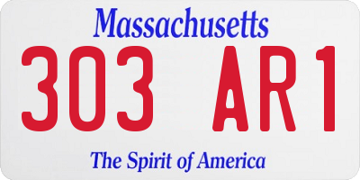 MA license plate 303AR1