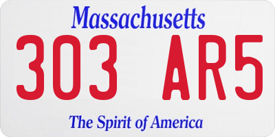 MA license plate 303AR5