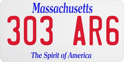MA license plate 303AR6