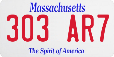 MA license plate 303AR7