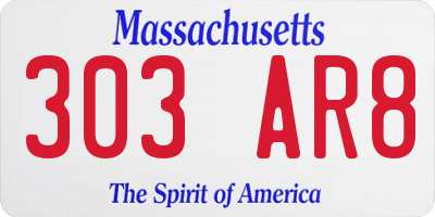 MA license plate 303AR8